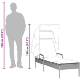 Sun Loungers 2 pcs with Canopies and Table Grey Poly Rattan