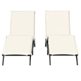 Sun Loungers with Cushions 2 pcs Black Poly Rattan - 45-Degree Angle
