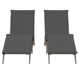 Sun Loungers with Cushions 2 pcs Grey Poly Rattan - 45-Degree Angle