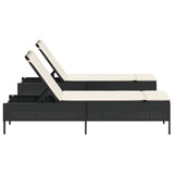 Sun Loungers with Cushions 2 pcs Black Poly Rattan