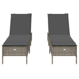 Sun Loungers with Cushions 2 pcs Grey Poly Rattan