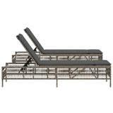 Sun Loungers with Cushions 2 pcs Grey Poly Rattan