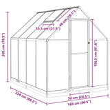 Greenhouse with Base Frame Silver 224x169x202 cm Aluminium - Extra Image