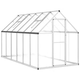 Greenhouse with Base Frame Silver 334x169x195 cm Aluminium - Front View