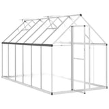 Greenhouse with Base Frame Silver 334x169x195 cm Aluminium - Rear View