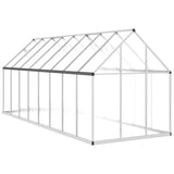 Greenhouse with Base Frame Silver 445x169x195 cm Aluminium - 45-Degree Angle