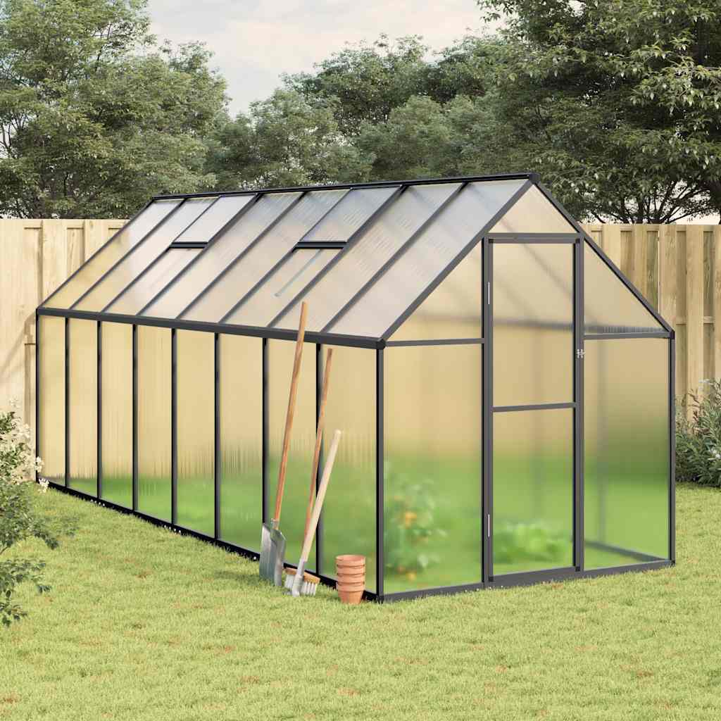 Greenhouse with Base Frame Anthracite 445x169x195 cm Aluminium