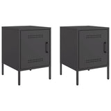 Bedside Cabinets 2 pcs Black 36x39x50.5 cm Steel - Front View