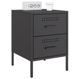 Bedside Cabinets 2 pcs Black 36x39x50.5 cm Steel - Side View