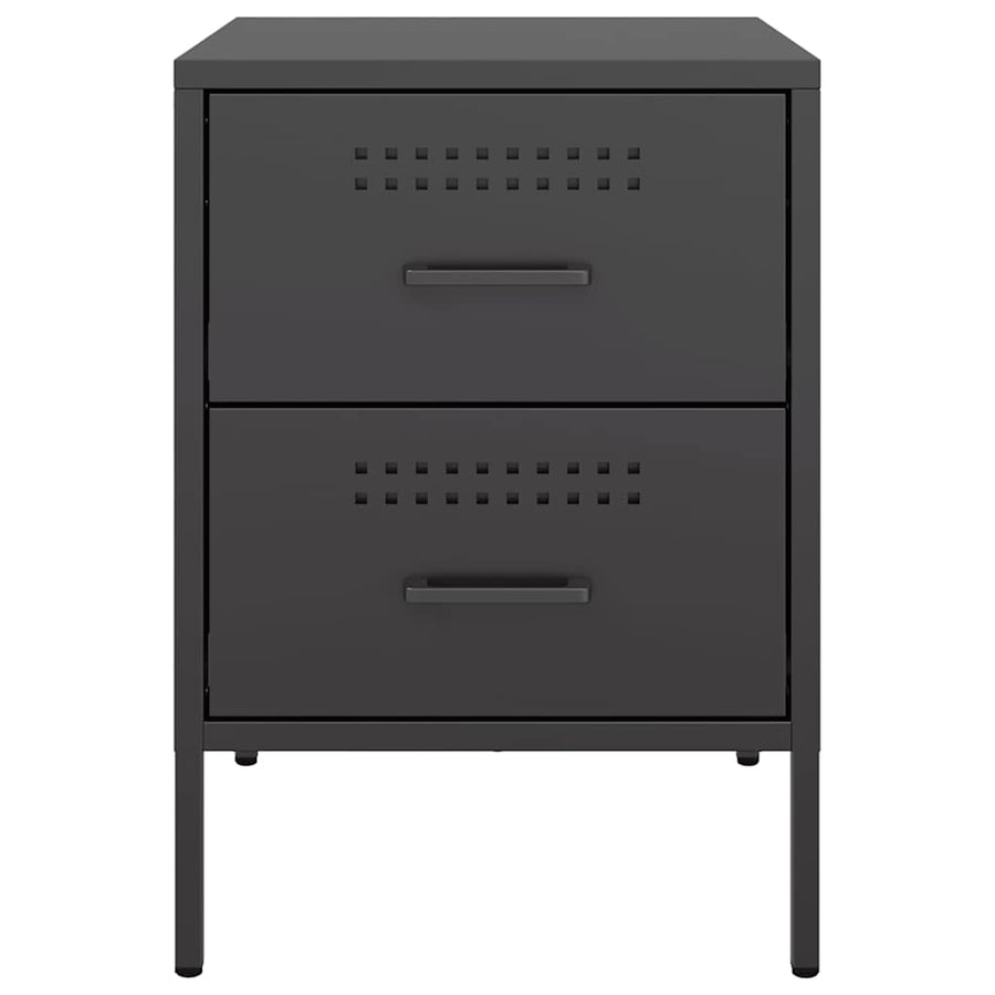 Bedside Cabinets 2 pcs Black 36x39x50.5 cm Steel