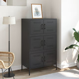 Highboard Black 68x39x113 cm Steel - Side View