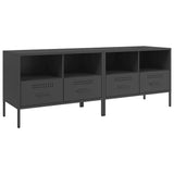 TV Cabinets 2 pcs Black 68x39x50.5 cm Steel - Front View