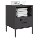 Bedside Cabinets 2 pcs Black 36x39x50.5 cm Steel - Side View