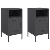 Bedside Cabinets 2 pcs Black 36x39x68 cm Steel - Front View