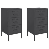 Bedside Cabinets 2 pcs Black 36x39x68 cm Steel - Front View