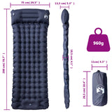 Self Inflating Camping Mattress with Pillow 1-Person Grey - Rear View