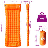 Self Inflating Camping Mattress with Pillow 1-Person Orange
