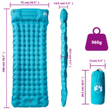 Self Inflating Camping Mattress with Pillow 1-Person Blue - Rear View