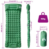 Self Inflating Camping Mattress with Pillow 1-Person Green - Rear View
