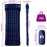 Self Inflating Camping Mattress with Pillow 1-Person Navy Blue - Rear View