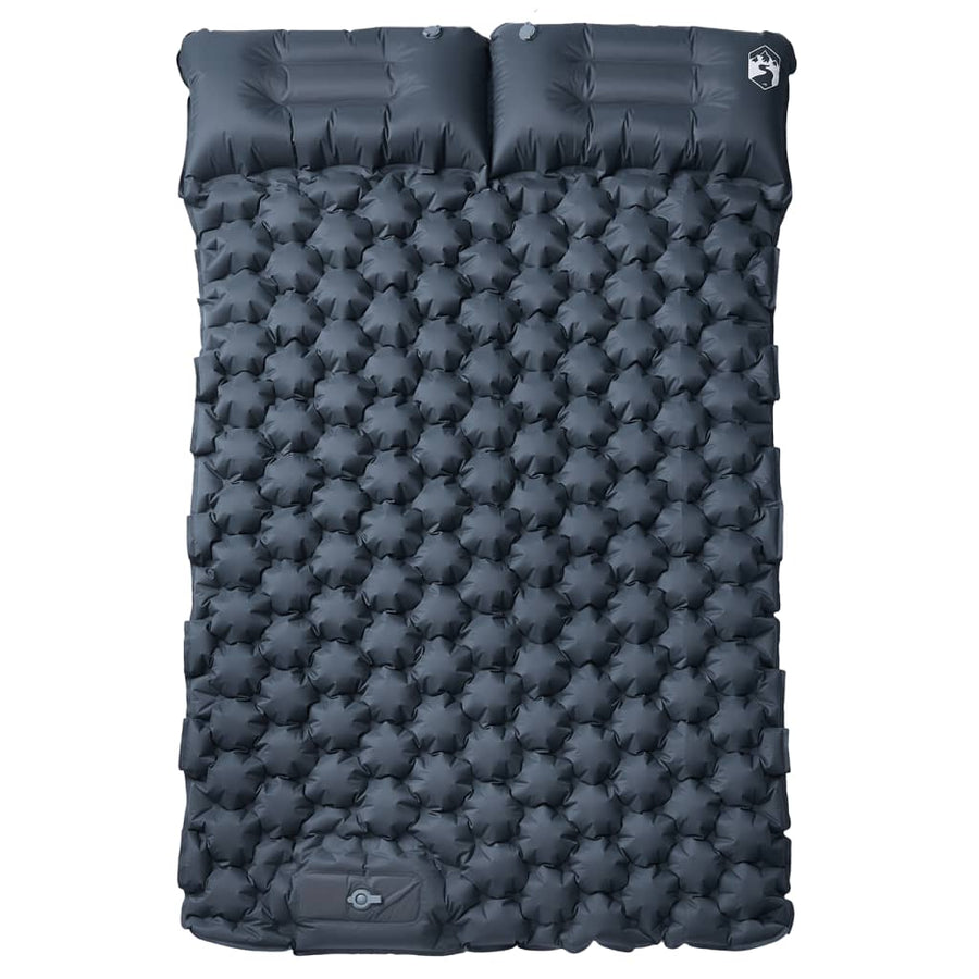 Self Inflating Camping Mattress with Pillows 2-Person Grey