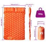 Self Inflating Camping Mattress with Pillows 2-Person Orange - Rear View