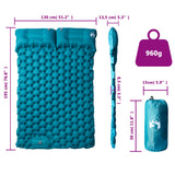 Self Inflating Camping Mattress with Pillows 2-Person Blue - Rear View