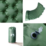 Self Inflating Camping Mattress with Pillows 2-Person Green