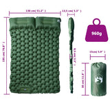 Self Inflating Camping Mattress with Pillows 2-Person Green - Rear View