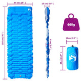 Self Inflating Camping Mattress with Pillow 1-Person Blue - Rear View