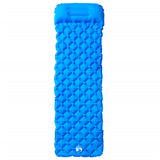 Inflating Camping Mattress with Pillow 1-Person Blue - Front View