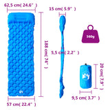 Inflating Camping Mattress with Pillow 1-Person Blue - Rear View