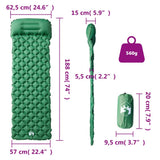 Inflating Camping Mattress with Pillow 1-Person Green - Rear View