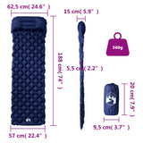 Inflating Camping Mattress with Pillow 1-Person Navy Blue - Rear View