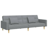 2-Seater Sofa Bed with Footstool Light Grey Fabric - Top-Down View