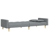 2-Seater Sofa Bed with Footstool Light Grey Fabric - 45-Degree Angle