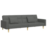 2-Seater Sofa Bed with Footstool Dark Grey Fabric - Top-Down View