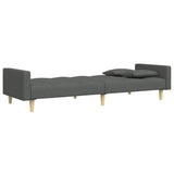 2-Seater Sofa Bed with Footstool Dark Grey Fabric - 45-Degree Angle