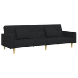 2-Seater Sofa Bed with Footstool Black Fabric - Top-Down View