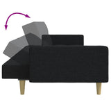 2-Seater Sofa Bed with Footstool Black Fabric - Low Angle