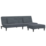 2-Seater Sofa Bed with Footstool Dark Grey Velvet - Front View