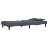 2-Seater Sofa Bed with Footstool Dark Grey Velvet - 45-Degree Angle