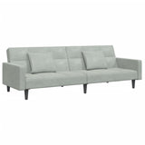 2-Seater Sofa Bed with Footstool Light Grey Velvet - Top-Down View