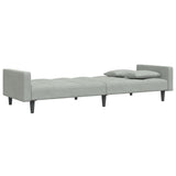 2-Seater Sofa Bed with Footstool Light Grey Velvet - 45-Degree Angle