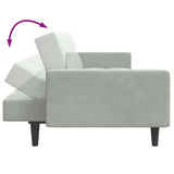 2-Seater Sofa Bed with Footstool Light Grey Velvet - Low Angle
