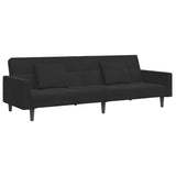 2-Seater Sofa Bed with Footstool Black Velvet - Top-Down View