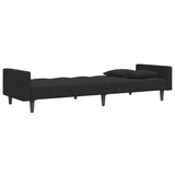 2-Seater Sofa Bed with Footstool Black Velvet - 45-Degree Angle