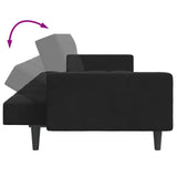 2-Seater Sofa Bed with Footstool Black Velvet - Low Angle