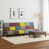 2-Seater Sofa Bed with Footstool Patchwork Fabric - Side View