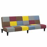 2-Seater Sofa Bed with Footstool Patchwork Fabric